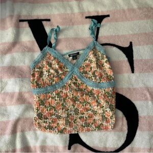 Floral Lace Trim Women Top